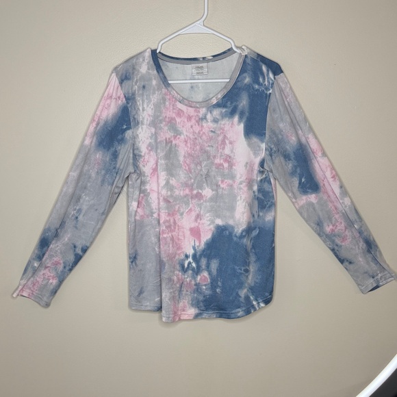 Fashion By Mirabeau Tops - Fashion by MIRABEL XL Blue Pink Gray Tie Dye Long Sleeve Stretch Top